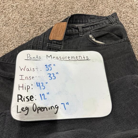 Vintage 80s Men's Levi's 531 Black Straight Leg Faded Denim Jeans 36x32 (35x33) - Picture 9 of 9